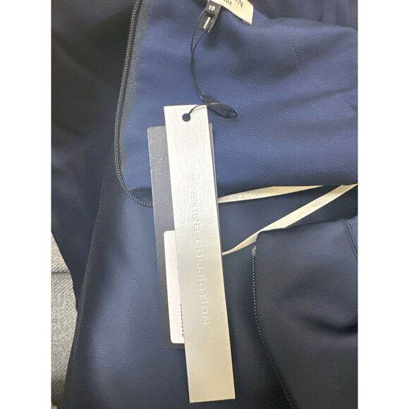 NWT Halston Heritage Navy Sleeveless w/Asymmetrical Neckline Dress Size 10 - Picture 8 of 10